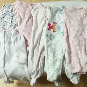 6! Baby Girl Buttoned Footed Bodysuits